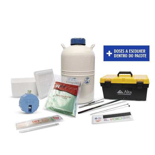 Kit de inseminação com botijão de nitrogênio